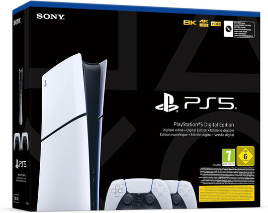 PS5 Console 1TB Digital Slim White + 2 DualSense Ita