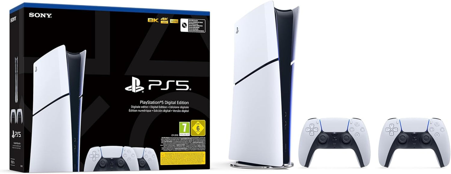 PS5 Console 1TB Digital Slim White + 2 DualSense Ita