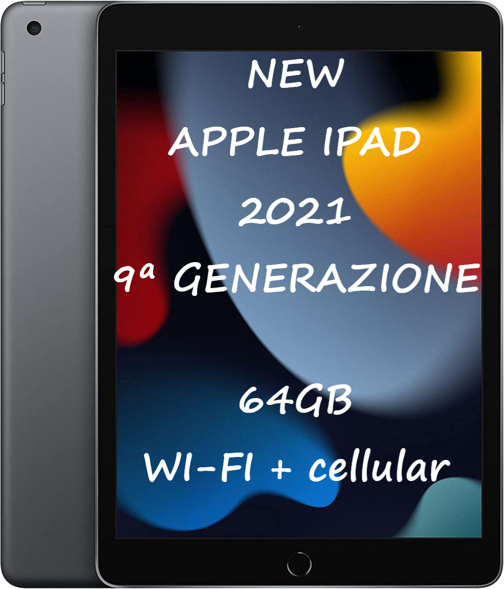 Apple IPad 2021 9ª Generazione Tablet 64GB WIFI +Cellular Space Grey ITA MK473TY/A 10.2"